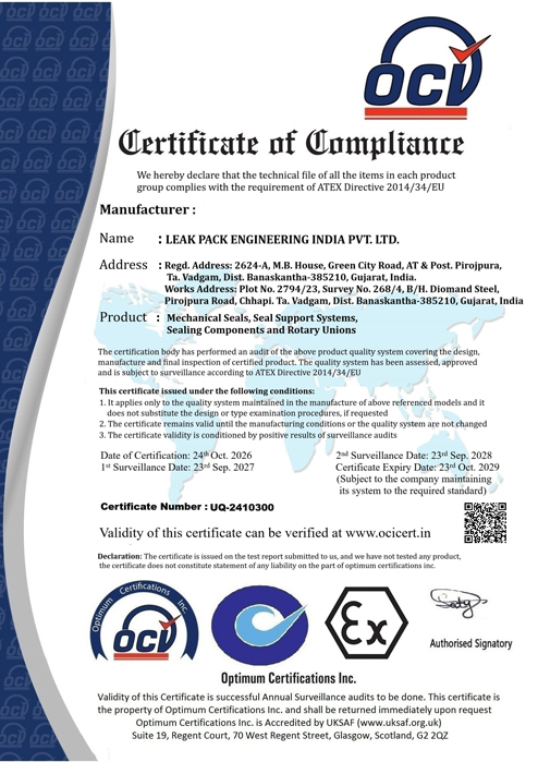 Beston Seals Certificate 3